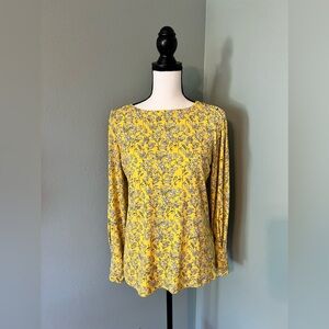 banana republic Floral Yellow Blouse Top Size M